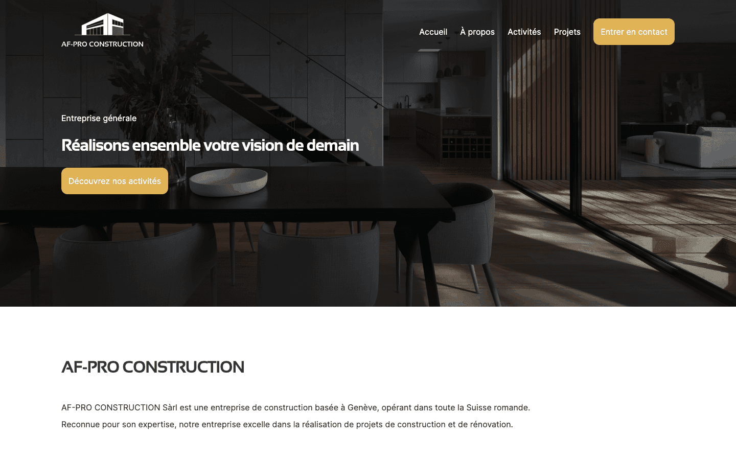 Site internet af-pro-construction.ch — Construction à Genève