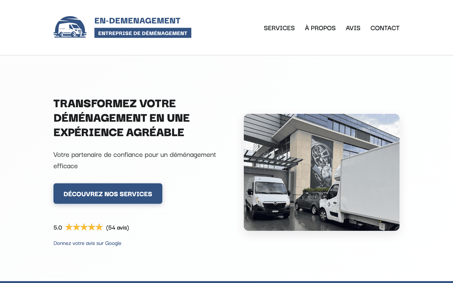 Site internet en-demenagement.ch — Déménagement à Genève