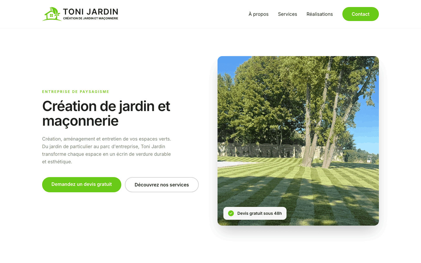 Site internet toni-jardin.ch — Jardinier à Genève