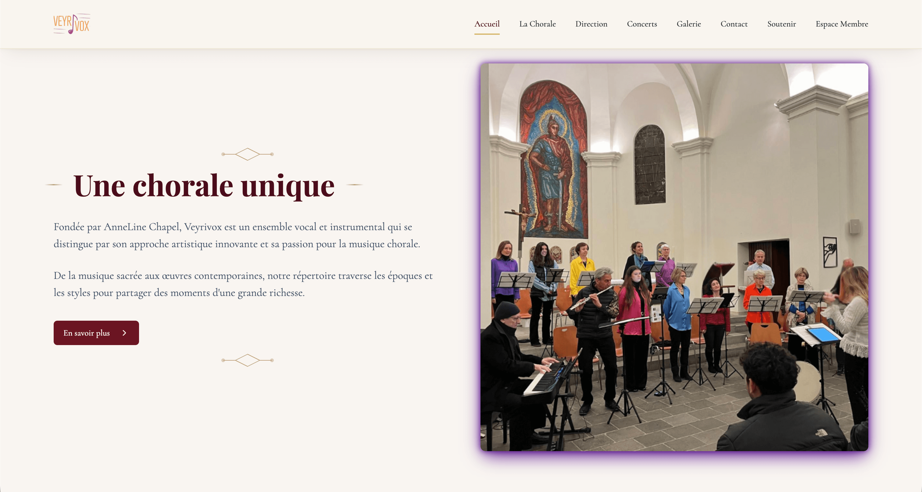 Capture d'écran du projet veyrivox.ch — Site web pour une chorale à Veyrier