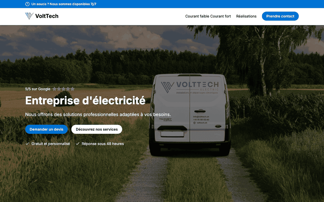 Site internet volttech.ch — Électricité à Genève